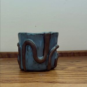 Artistic Blue and Brown Ceramic Vase